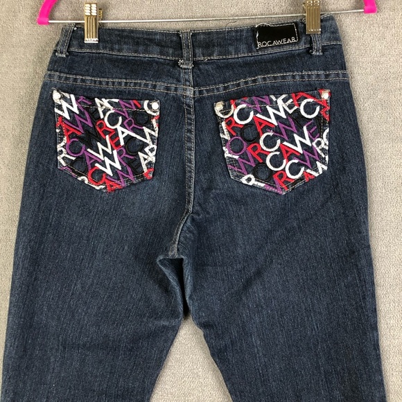 ROCAWEAR 1999 Embroidered Pocket Y2K Blue skinny Jeans size 3 - Picture 5 of 14